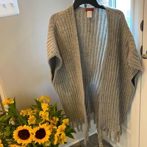 Grey open poncho one size fits all